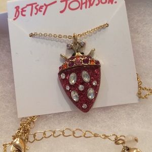 Betsey Johnson jeweled strawberry necklace.